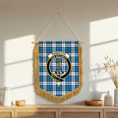 Roberton Tartan Crest Wall Hanging Banner - Wood Pole