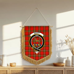 Scott Modern Tartan Crest Wall Hanging Banner - Wood Pole