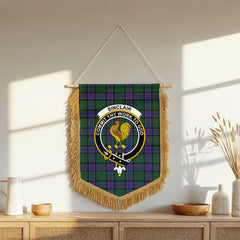 Sinclair Hunting Modern Tartan Crest Wall Hanging Banner - Wood Pole