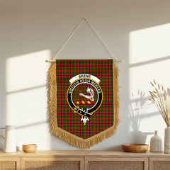 Skene Modern Tartan Crest Wall Hanging Banner - Wood Pole