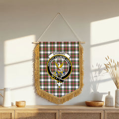 Stewart Dress Modern Tartan Crest Wall Hanging Banner - Wood Pole