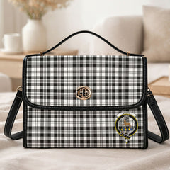 Scott Black & White Modern Tartan Crest Satchel Bag