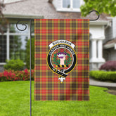 Buchanan Old Set Weathered Tartan Crest Garden Flag