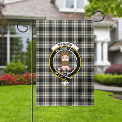 Menzies Black - White Ancient Tartan Crest Garden Flag