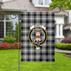 Menzies Black - White Modern Tartan Crest Garden Flag