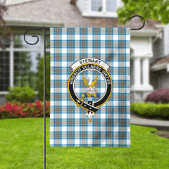Stewart Muted Blue Tartan Crest Garden Flag