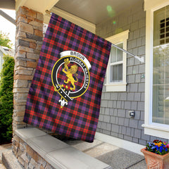 Broun Modern Tartan Crest Garden Flag