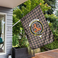 Sutherland Weathered Tartan Crest Garden Flag