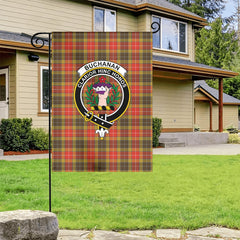 Buchanan Old Set Weathered Tartan Crest Garden Flag