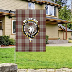 Cunningham Burgundy Dancers Tartan Crest Garden Flag