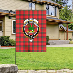Seton Modern Tartan Crest Garden Flag