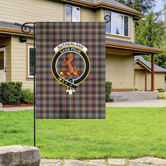 Sutherland Weathered Tartan Crest Garden Flag