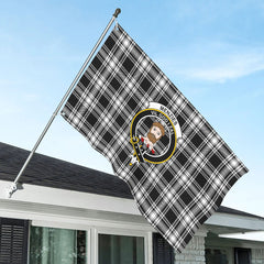 Menzies Black - White Modern Tartan Crest House Flag