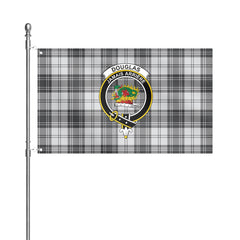 Douglas Grey Modern Tartan Crest House Flag
