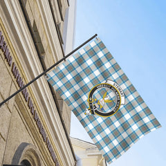 Stewart Muted Blue Tartan Crest House Flag