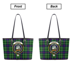 Duncan Modern Tartan Crest Leather Tote Bag