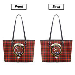 Innes Modern Tartan Crest Leather Tote Bag