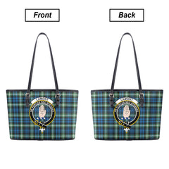 Lamont Ancient Tartan Crest Leather Tote Bag