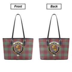 MacGregor Hunting Ancient Tartan Crest Leather Tote Bag