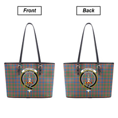 MacIntyre Ancient Tartan Crest Leather Tote Bag