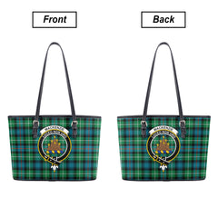 MacKenzie Ancient Tartan Crest Leather Tote Bag
