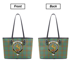 McKintosh Hunting Ancient Tartan Crest Leather Tote Bag