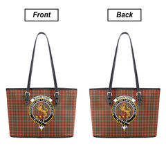 McKintosh Hunting Weathered Tartan Crest Leather Tote Bag