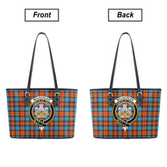 McLachlan Ancient Tartan Crest Leather Tote Bag