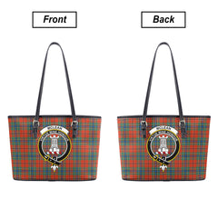 McLean of Duart Ancient Tartan Crest Leather Tote Bag