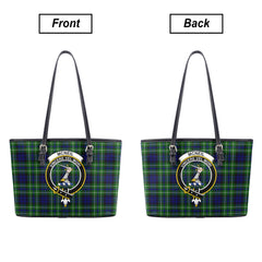 McNeil of Colonsay Modern Tartan Crest Leather Tote Bag