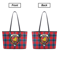 McTavish Modern Tartan Crest Leather Tote Bag