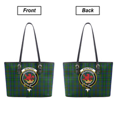 Moncrief Of Atholl Tartan Crest Leather Tote Bag