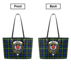 Smith Modern Tartan Crest Leather Tote Bag