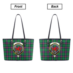 Young Modern Tartan Crest Leather Tote Bag