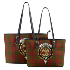 Drummond Clan Tartan Crest Leather Tote Bag
