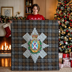 Black Watch Weathered Tartan Crest Quilt