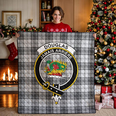 Douglas Grey Modern Tartan Crest Quilt