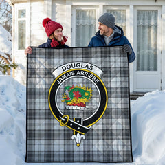 Douglas Grey Modern Tartan Crest Quilt