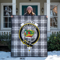 Douglas Grey Modern Tartan Crest Quilt