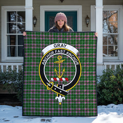 Gray Hunting Tartan Crest Quilt