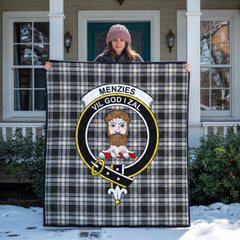 Menzies Black - White Ancient Tartan Crest Quilt
