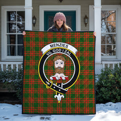 Menzies Green Modern Tartan Crest Quilt