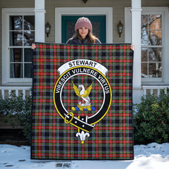 Stewart Black Tartan Crest Quilt