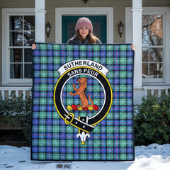 Sutherland Old Ancient Tartan Crest Quilt