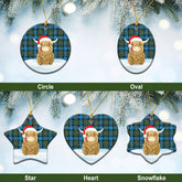 Fergusson Ancient Tartan Christmas Ceramic Ornament - Highland Cows Style