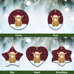 MacIntyre Modern Tartan Christmas Ceramic Ornament - Highland Cows Style