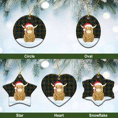 McCarter Tartan Christmas Ceramic Ornament - Highland Cows Style