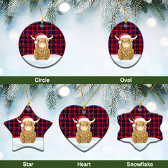 McCracken Tartan Christmas Ceramic Ornament - Highland Cows Style