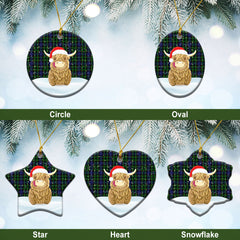 Mowat Modern Tartan Christmas Ceramic Ornament - Highland Cows Style