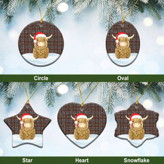 Nicolson Hunting Weathered Tartan Christmas Ceramic Ornament - Highland Cows Style